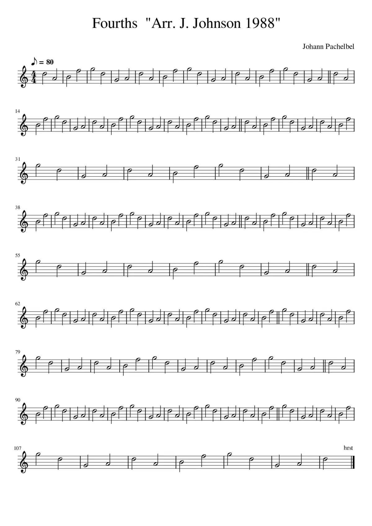 Fourths Arr. J. Johnson 1988 - Page 1