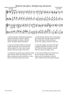 Honour and glory, thanksgiving and praise