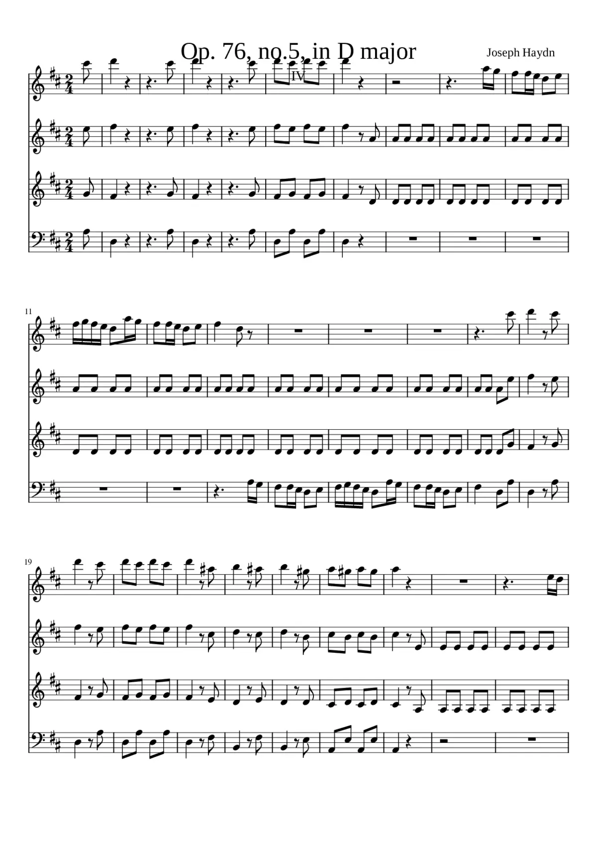 String Quartet in D minor Hob.III:76 - Page 1