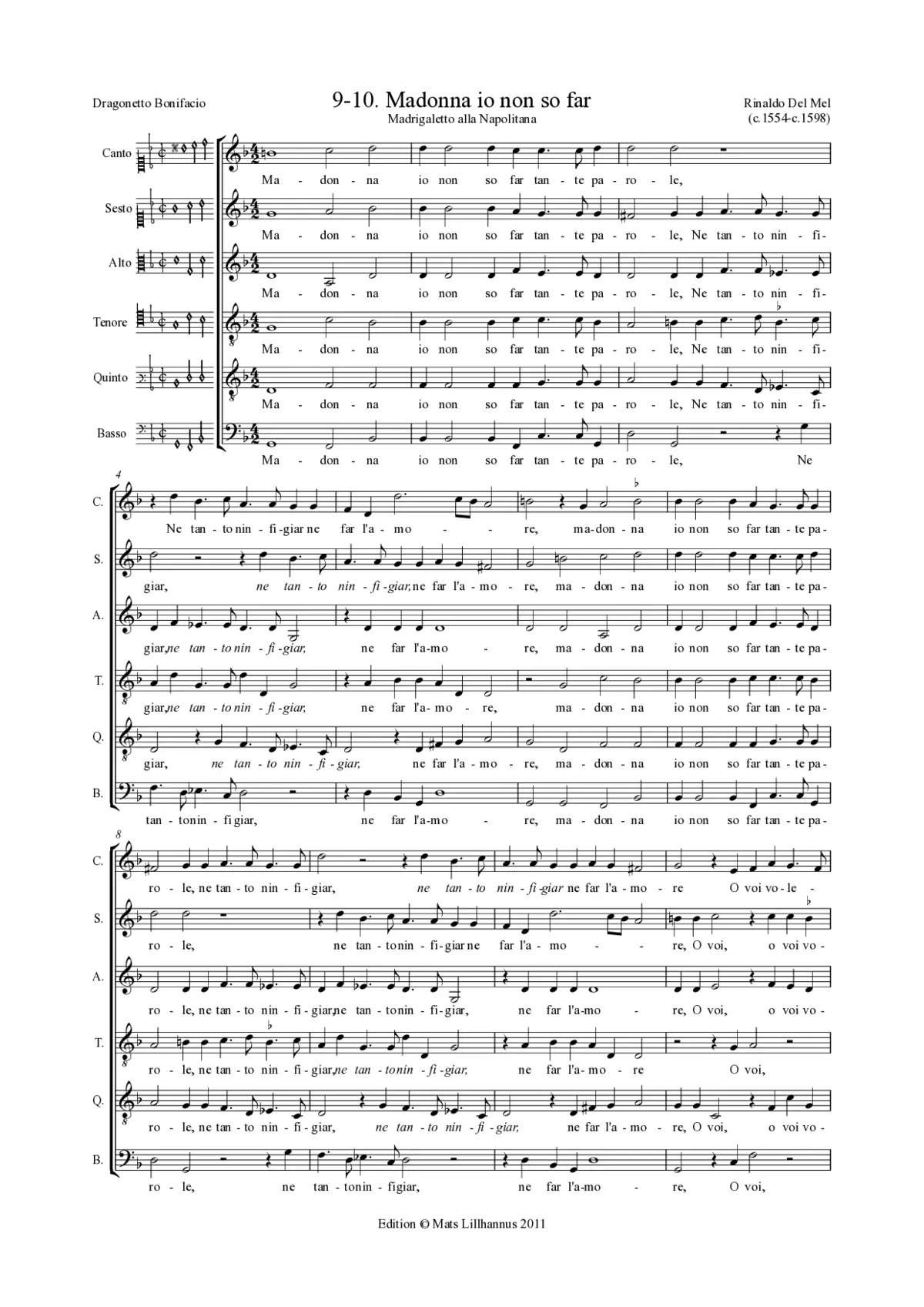 Madonna io non so far - E se pur del mio mal - Page 1