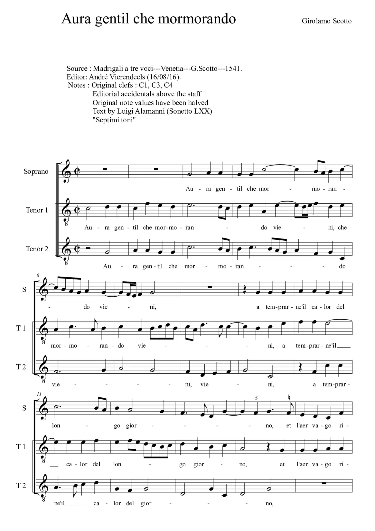 Aura gentil che mormorando - Page 1