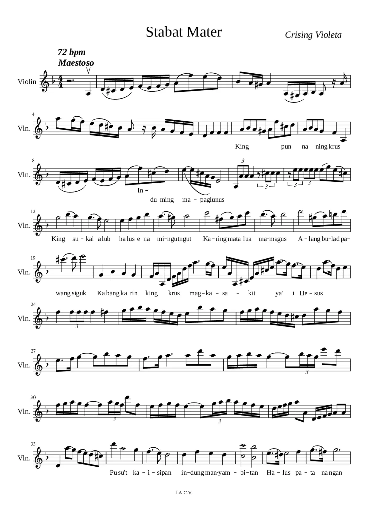 Stabat Mater (Violeta) 1st Violin - Page 1