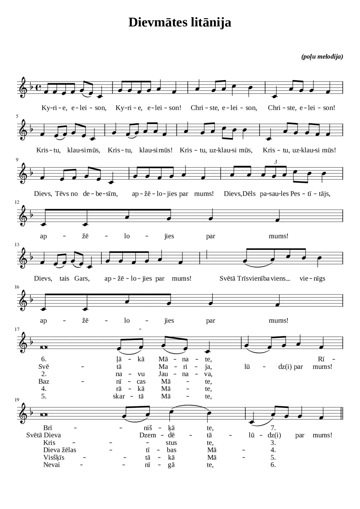 DievmÄtes litÄnija (latÄÅu melodija) - Page 1