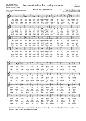 As pants the hart for cooling streams (from A New Set of Anthems and Psalm Tunes)