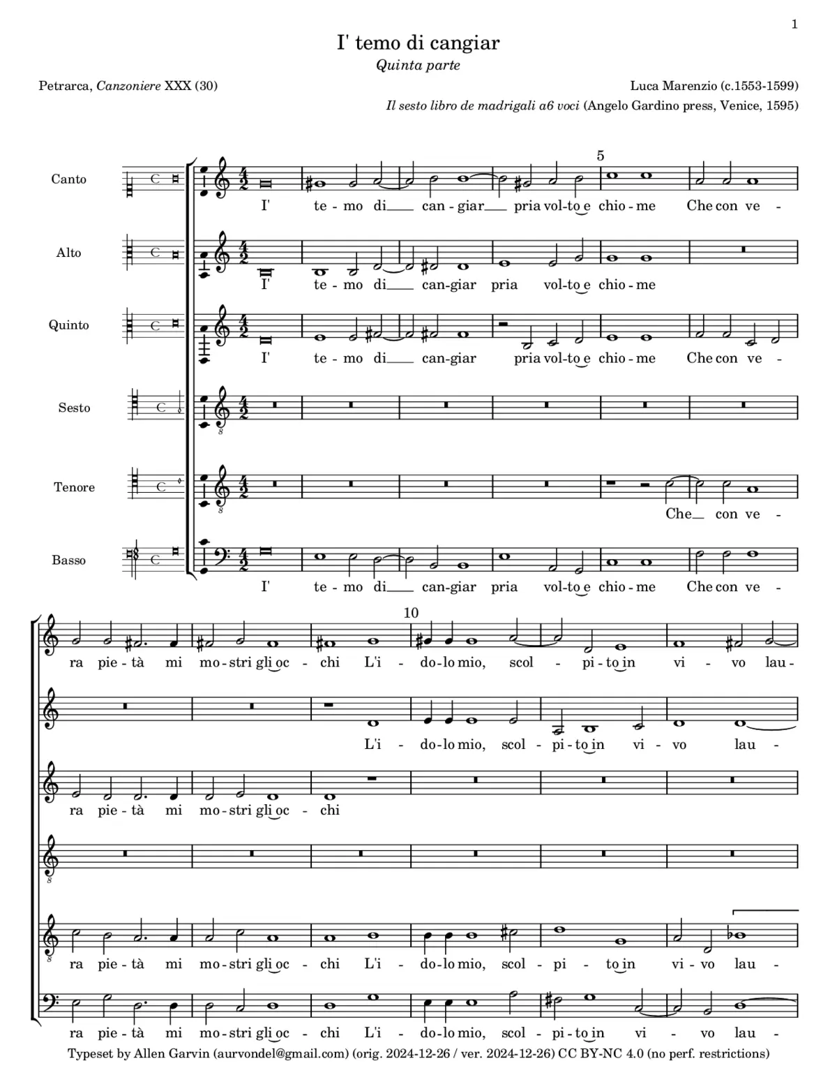 I' temo di cangiar - Page 1