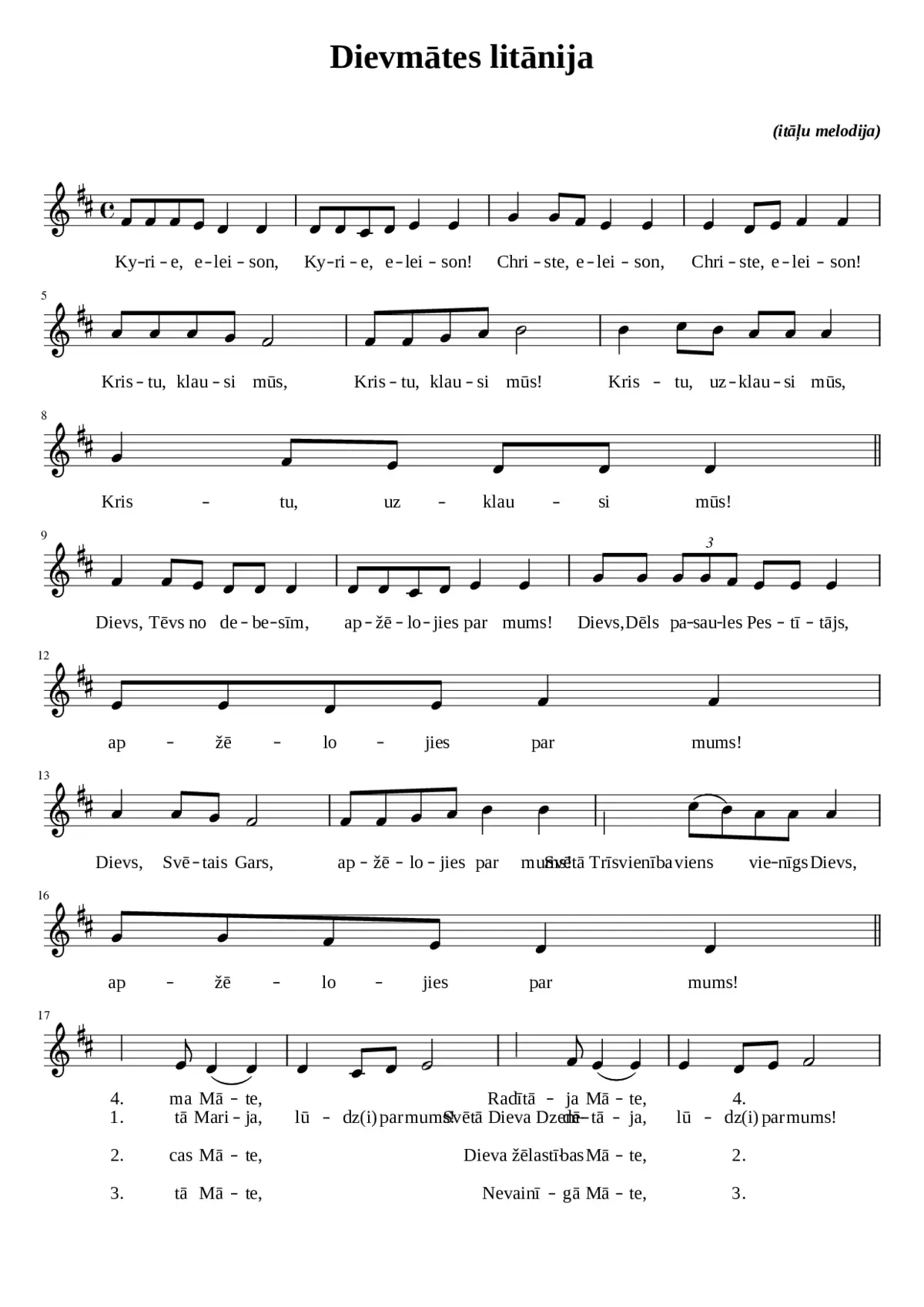 DievmÄtes litÄnija (latÄÅu melodija) - Page 1