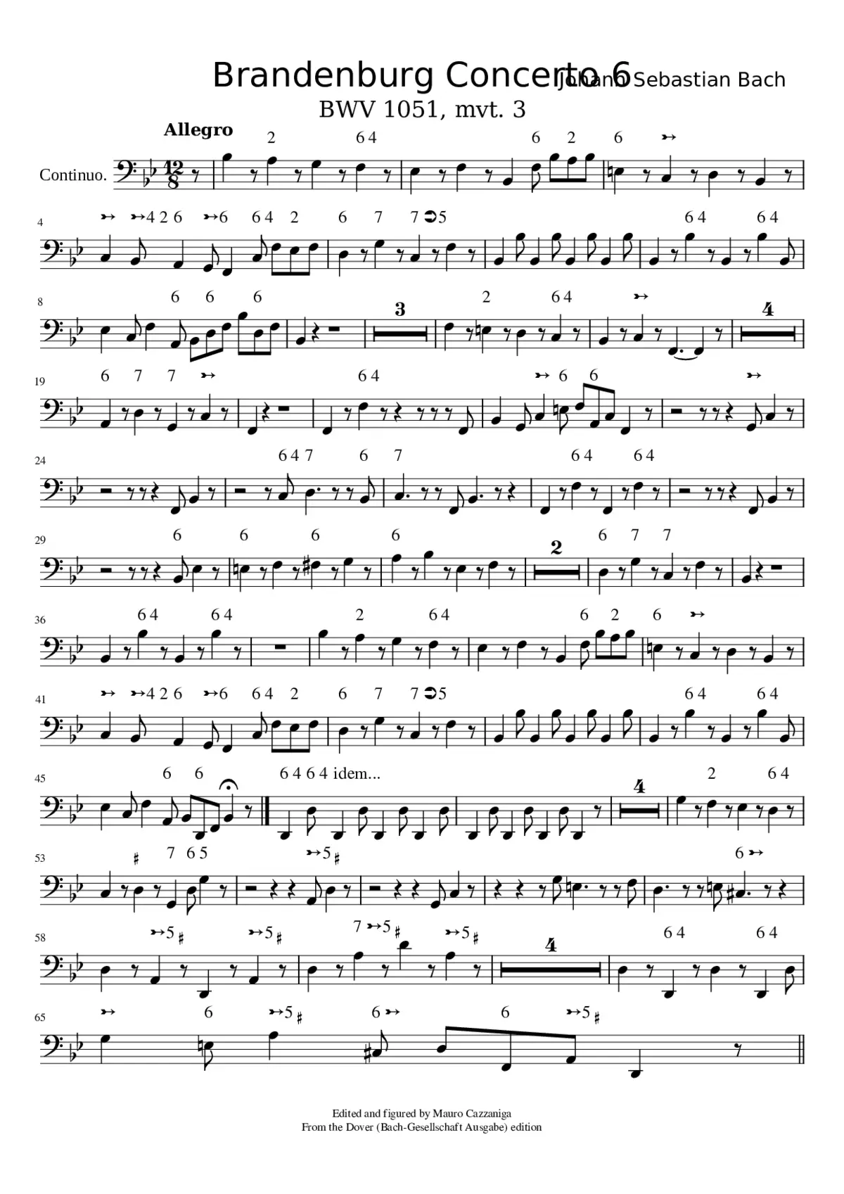 Brandenburg Concerto No.6 in B-flat major BWV 1051 - Page 1
