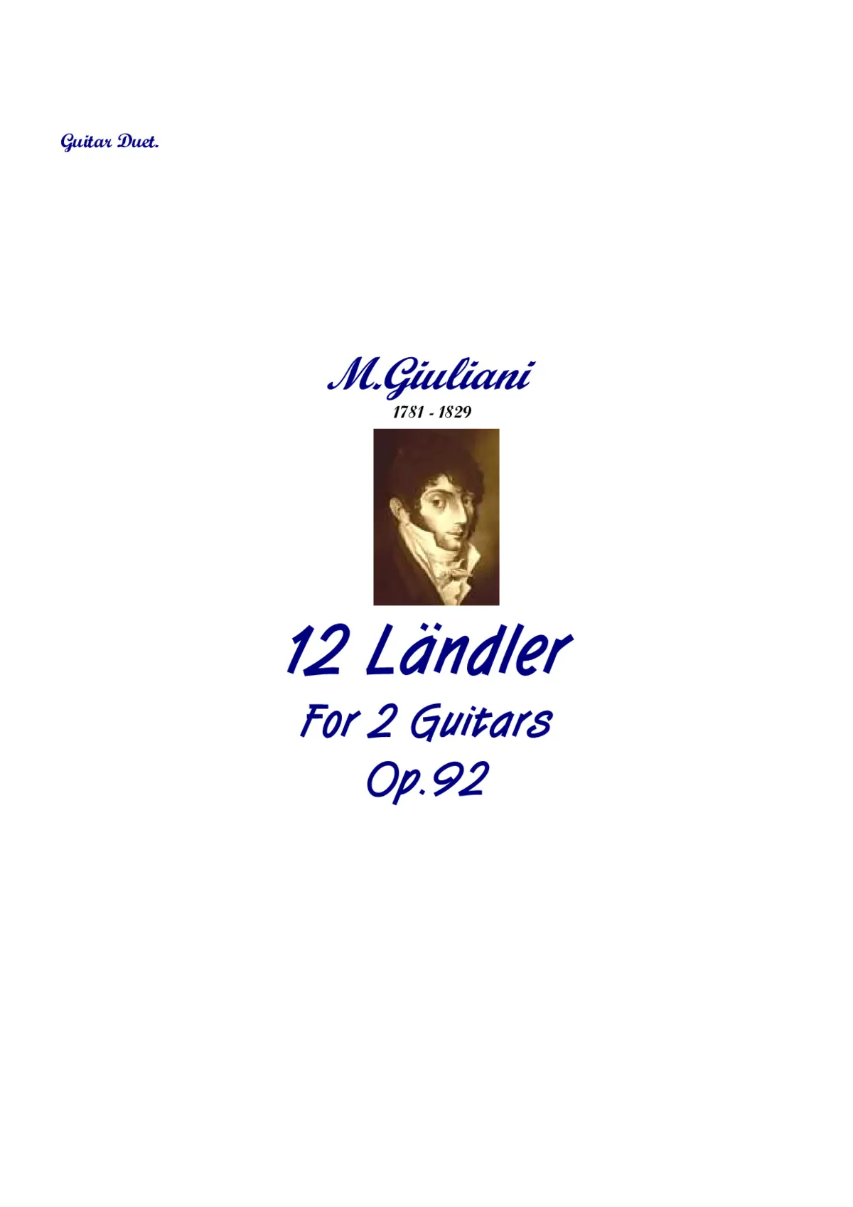 12 Landler for 2 Guitars, Op.92 - Page 1