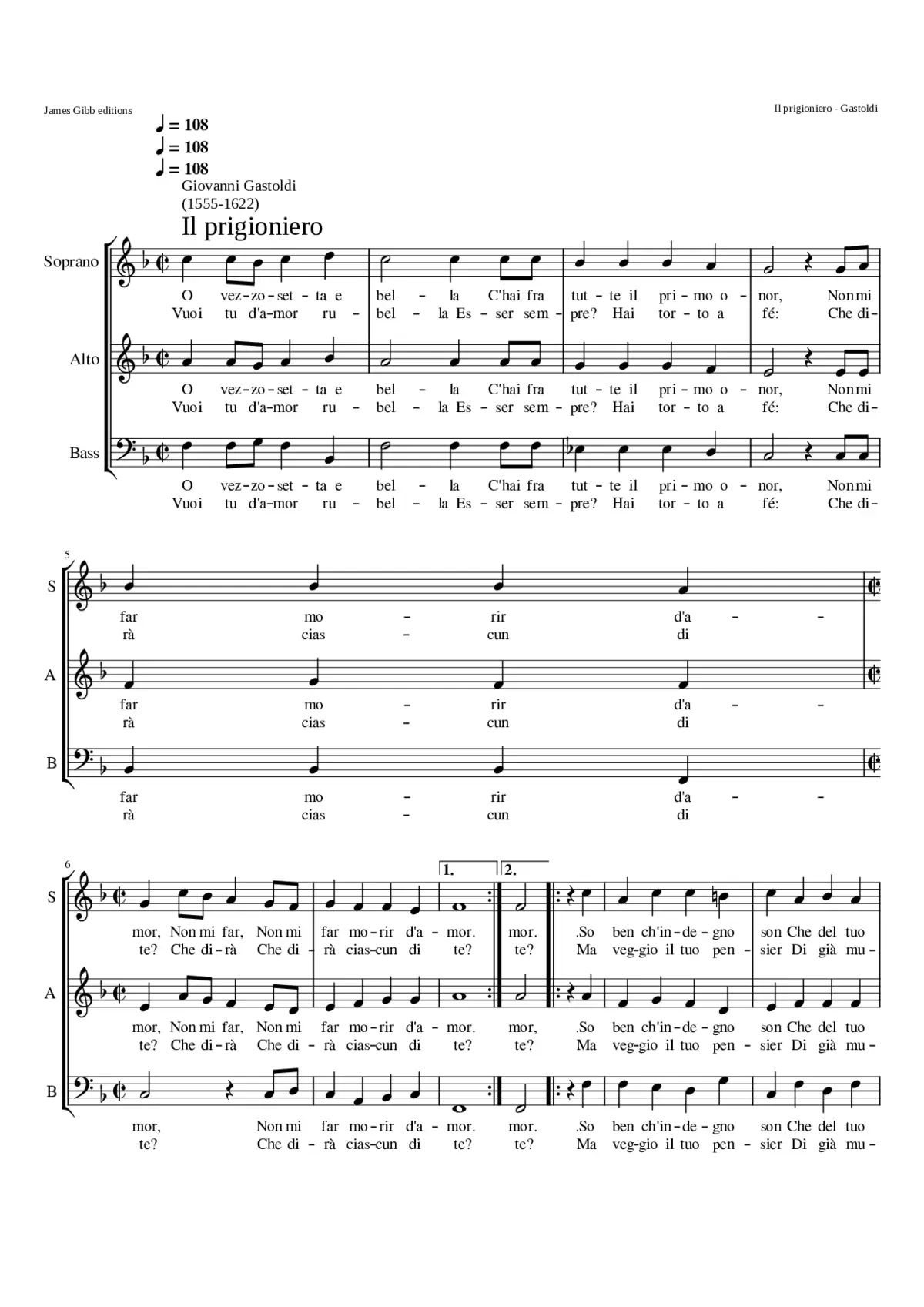 Il Prigioniero (O vezzosetta e bella) - Page 1