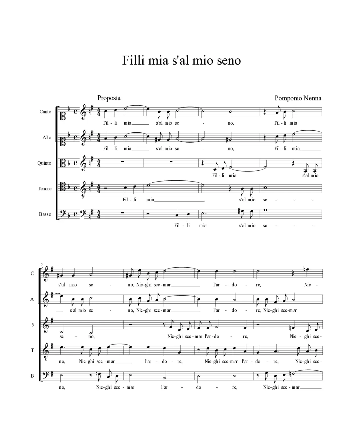 Filli mia s'al mio seno - Page 1