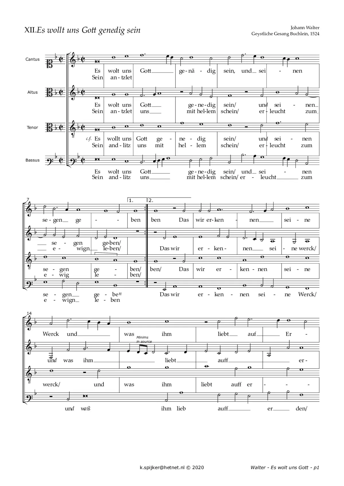 Es wolt uns Gott genädig sein - Page 1
