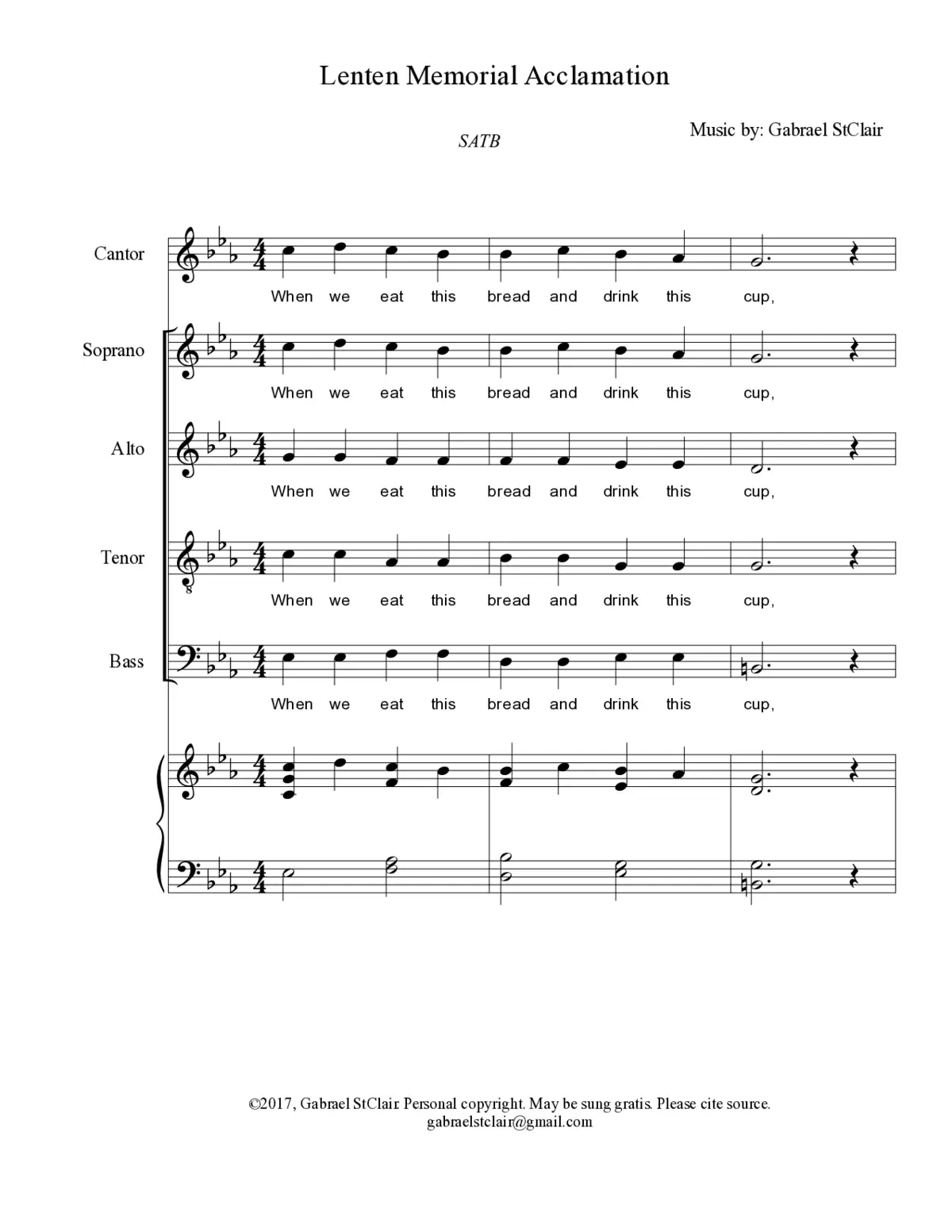 Lenten Memorial Acclamation - Page 1