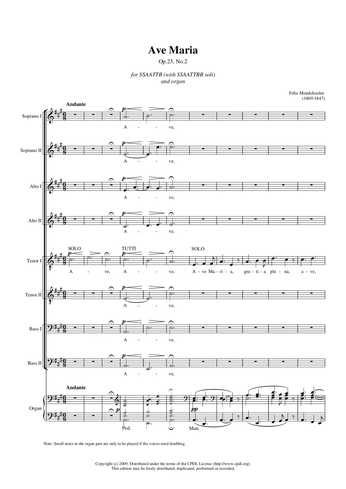 Ave Maria, Op. 23, No. 2 - Page 1