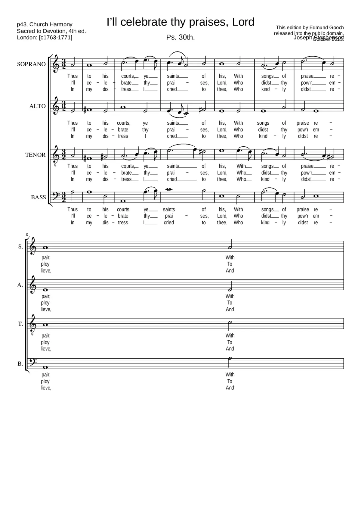 I'll celebrate thy praises Lord - Page 1