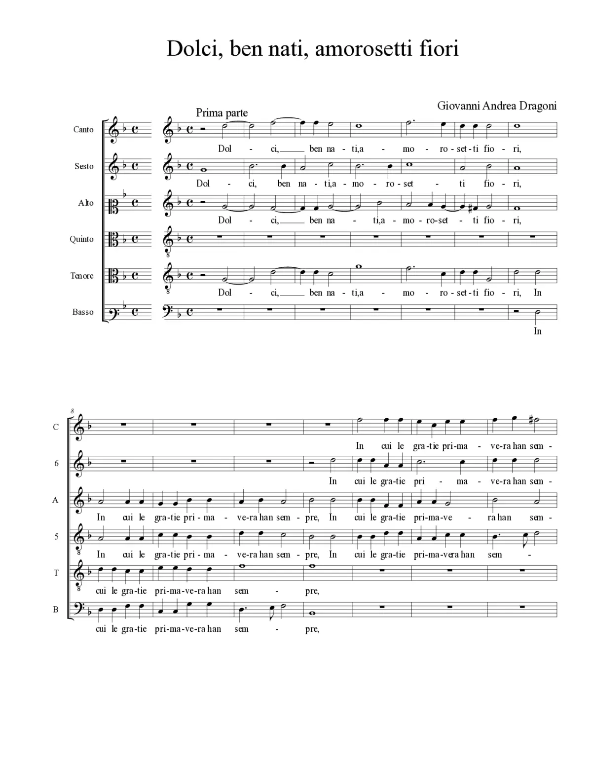 Dolci, ben nati, amorosetti fiori - Page 1