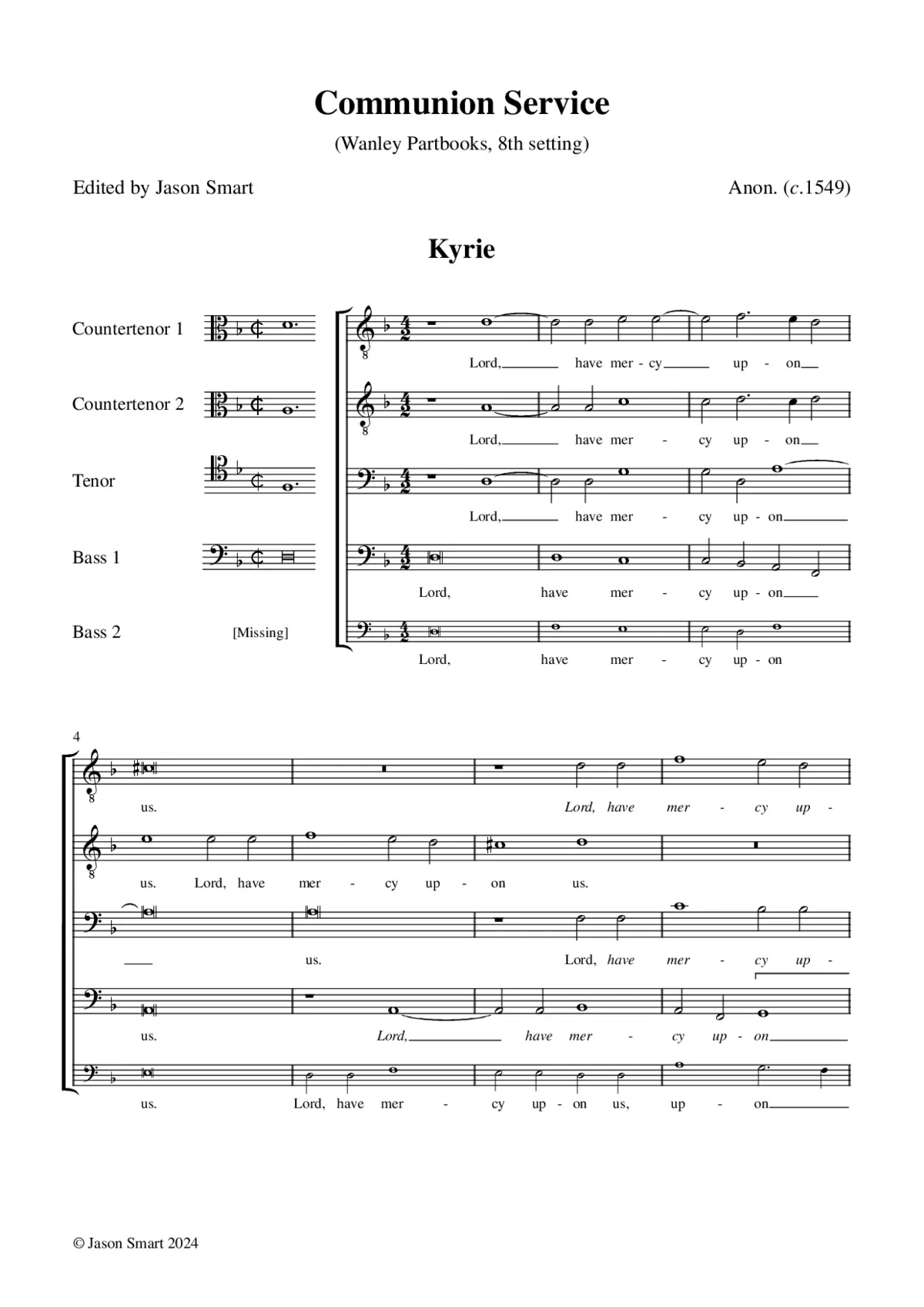 Communion Service (Wanley Partbooks, 8th setting)) - Page 1