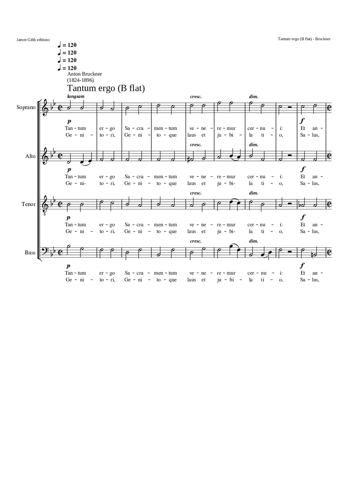 Tantum ergo (B-Flat Major) WAB 41.3 - Page 1