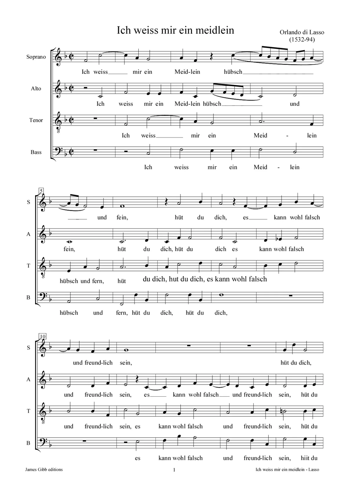 Ich weiss mir ein Meidlein - Page 1