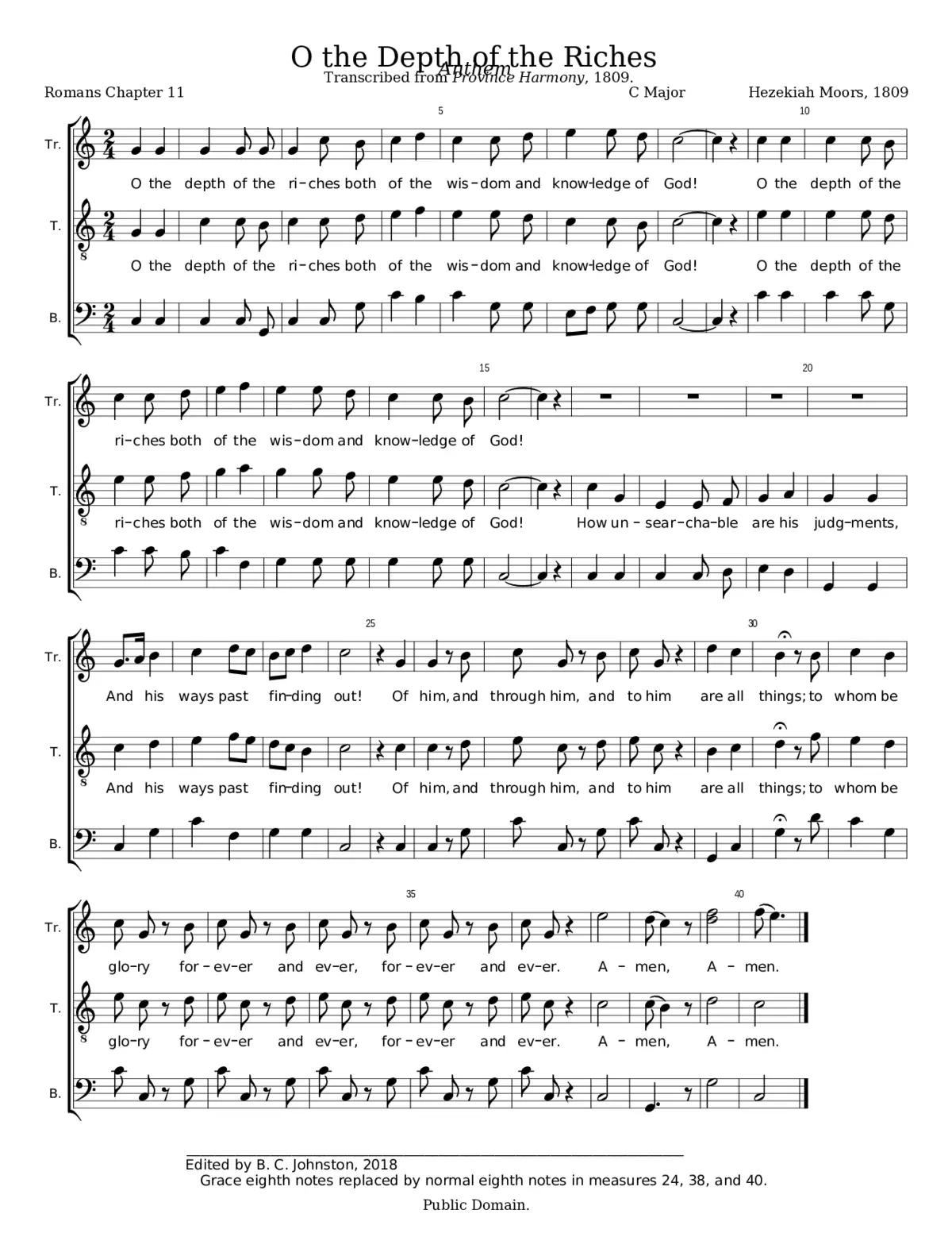 O the depth of the riches - Hezekiah Moors - Page 1