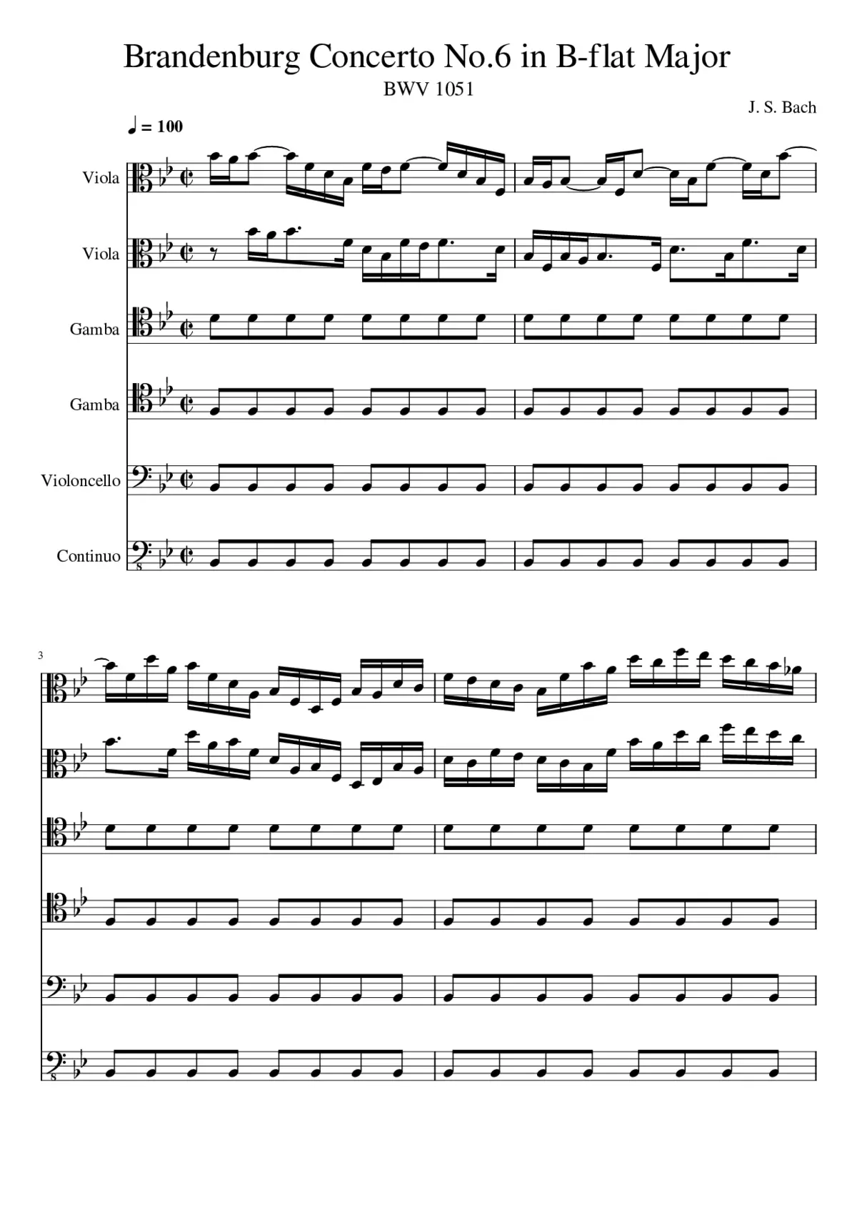 Brandenburg Concerto No.6 in B-flat major BWV 1051 - Page 1