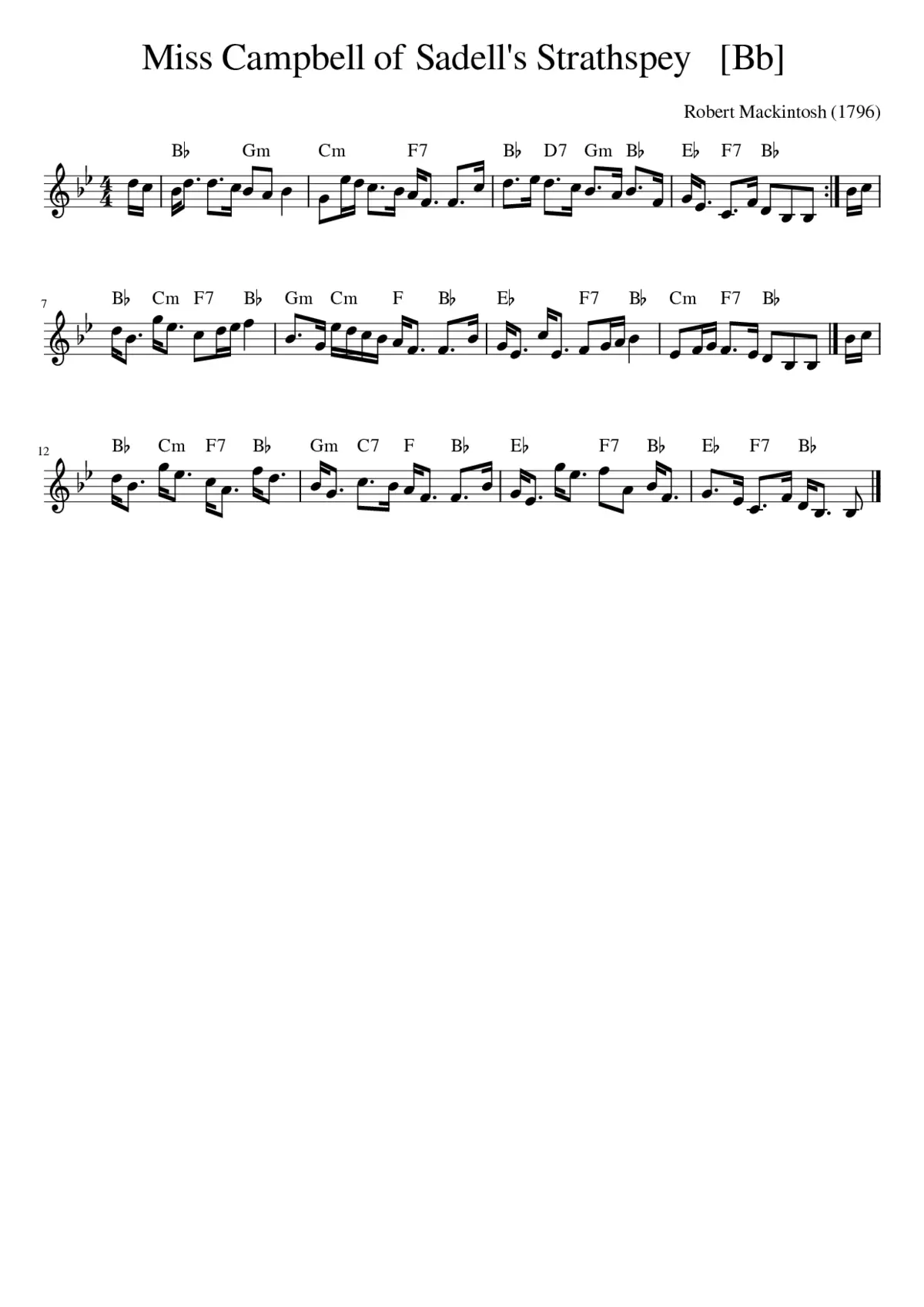 Miss Campbell of Sadell's Strathspey - Page 1