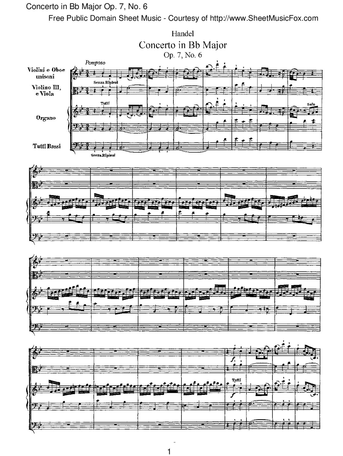 Organ Concerto in B-flat major - Page 1