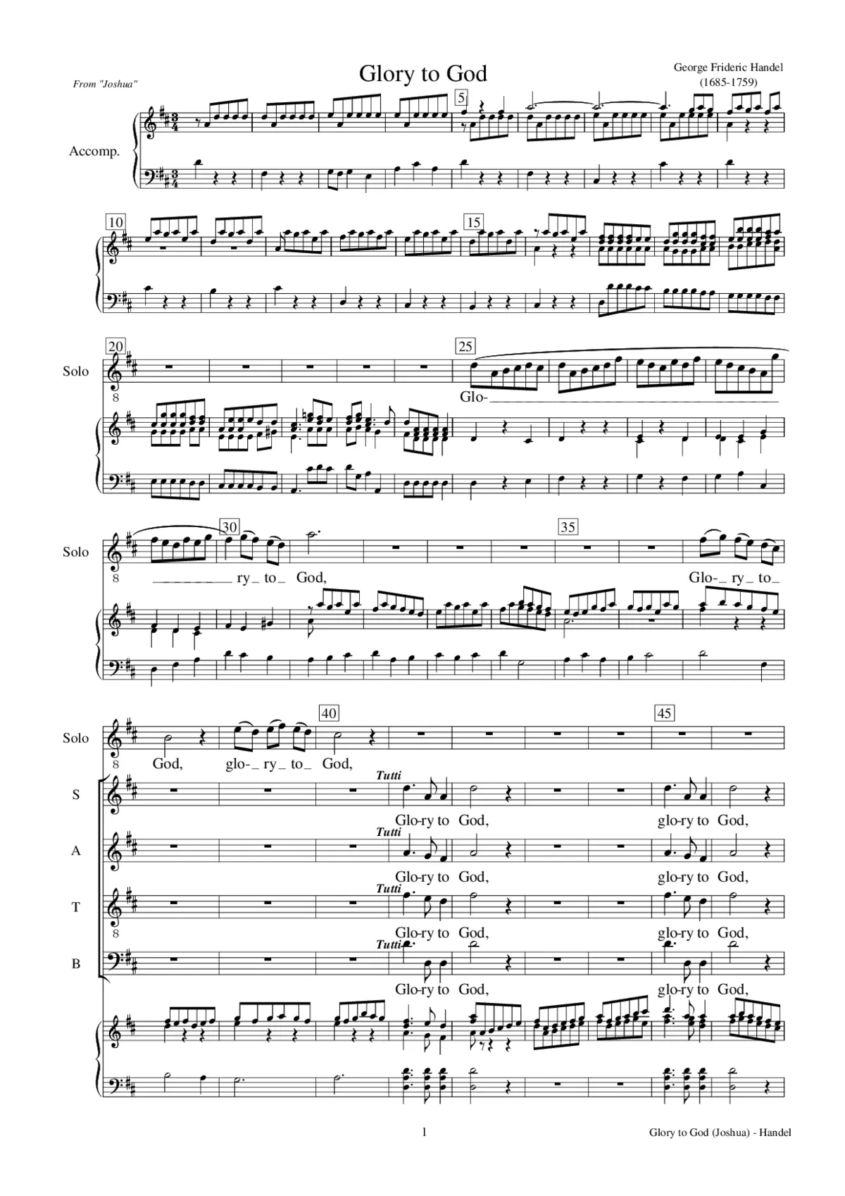Glory to God (from Joshua, HWV 64) - Page 1
