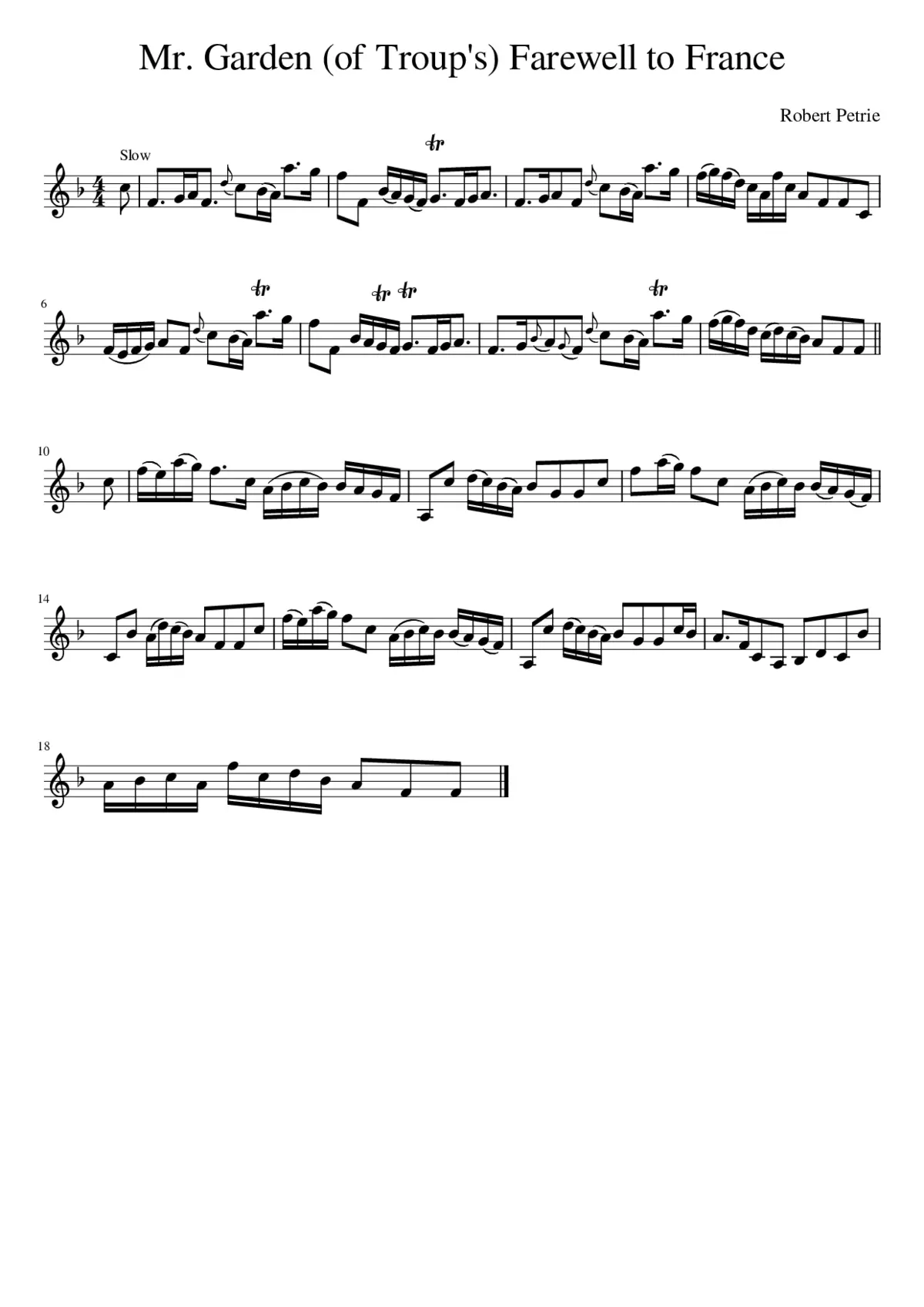 Mr. Garden (of Troup's) Farewell to France - Page 1