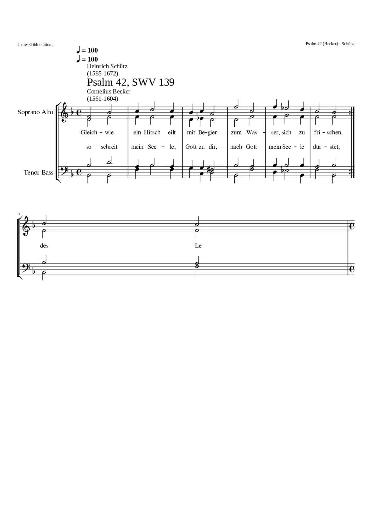 Gleich wie ein Hirsch eilt mit Begier SWV 139 - Page 1