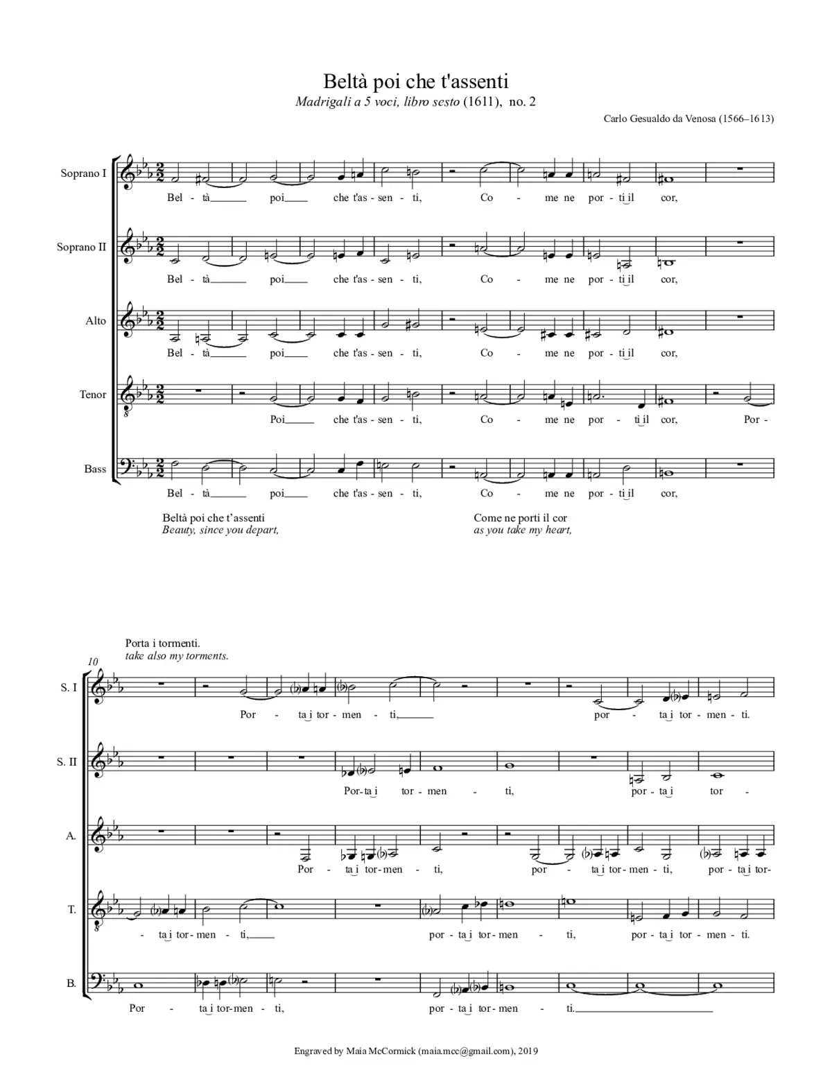 Beltà poi che t'assenti - Page 1