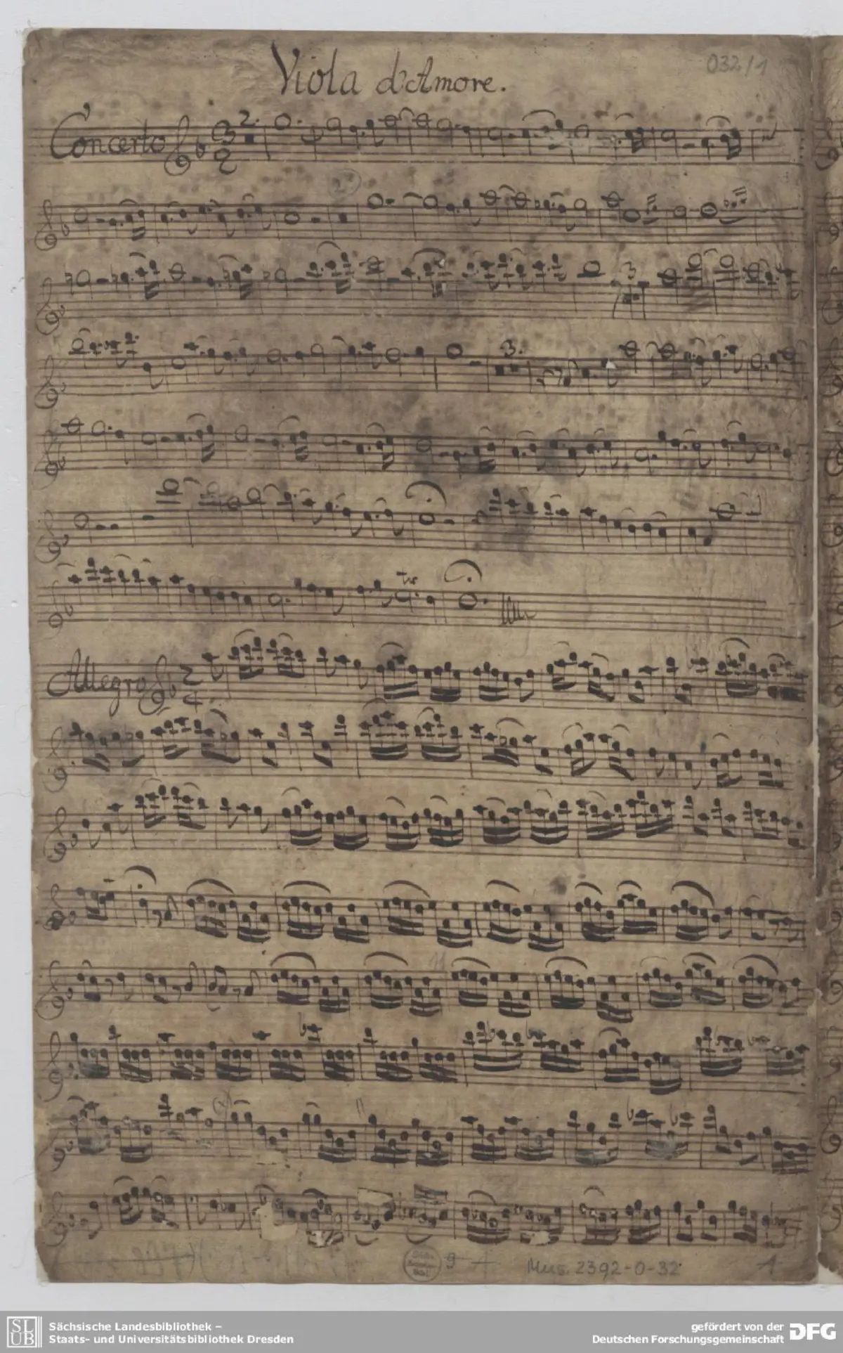 Concerto for Viola d'amore, Oboe d'amore and Flute - Page 1