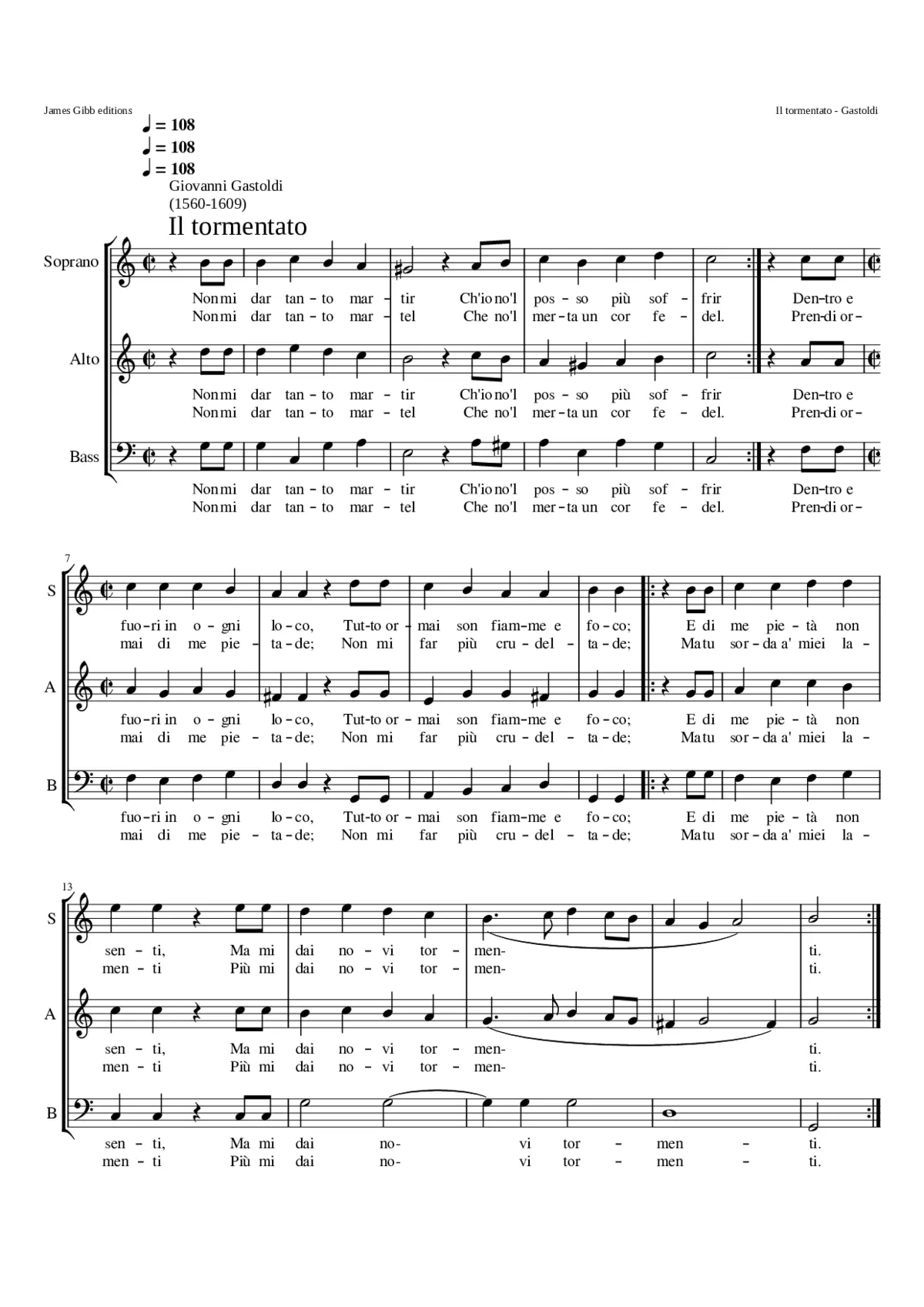 Il Tormentato (Non mi dar tanto martir) - Page 1
