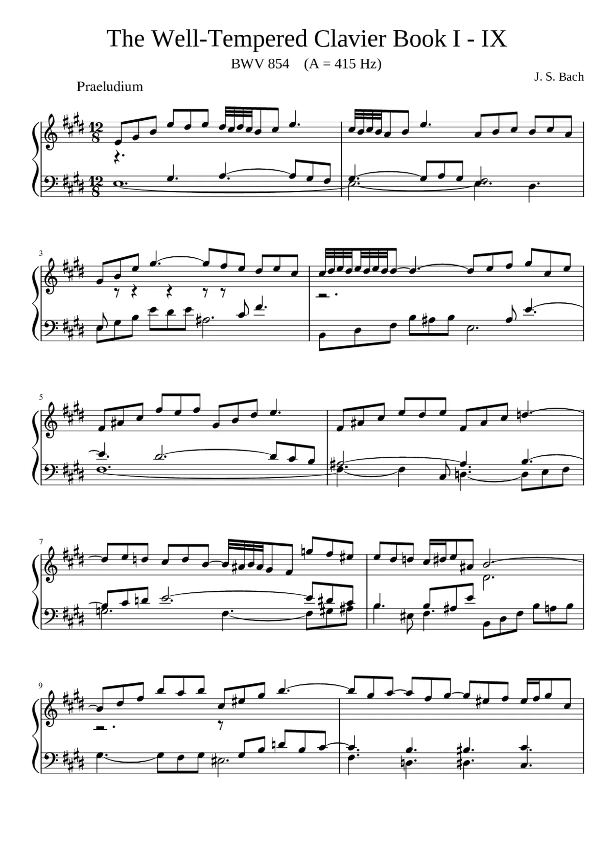 Prelude and Fugue in E major BWV 854 - Page 1