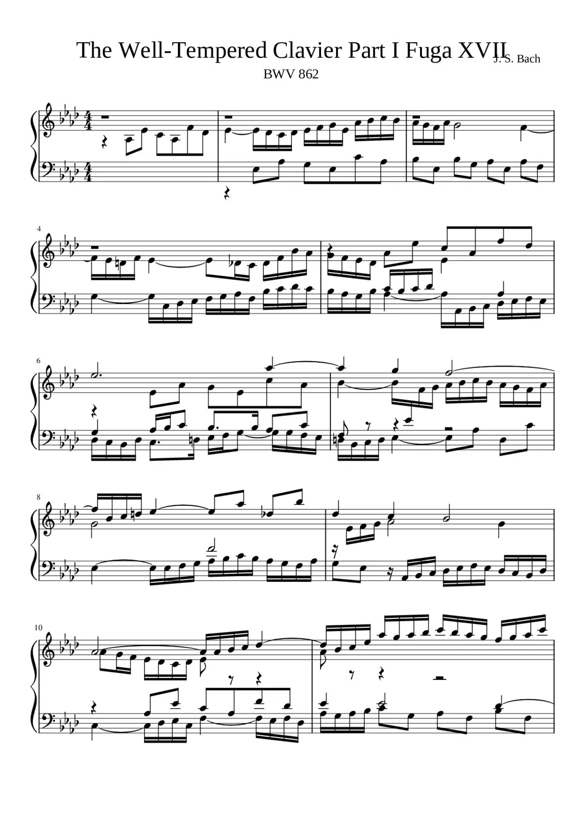 Prelude and Fugue in A-flat major BWV 862 - Page 1
