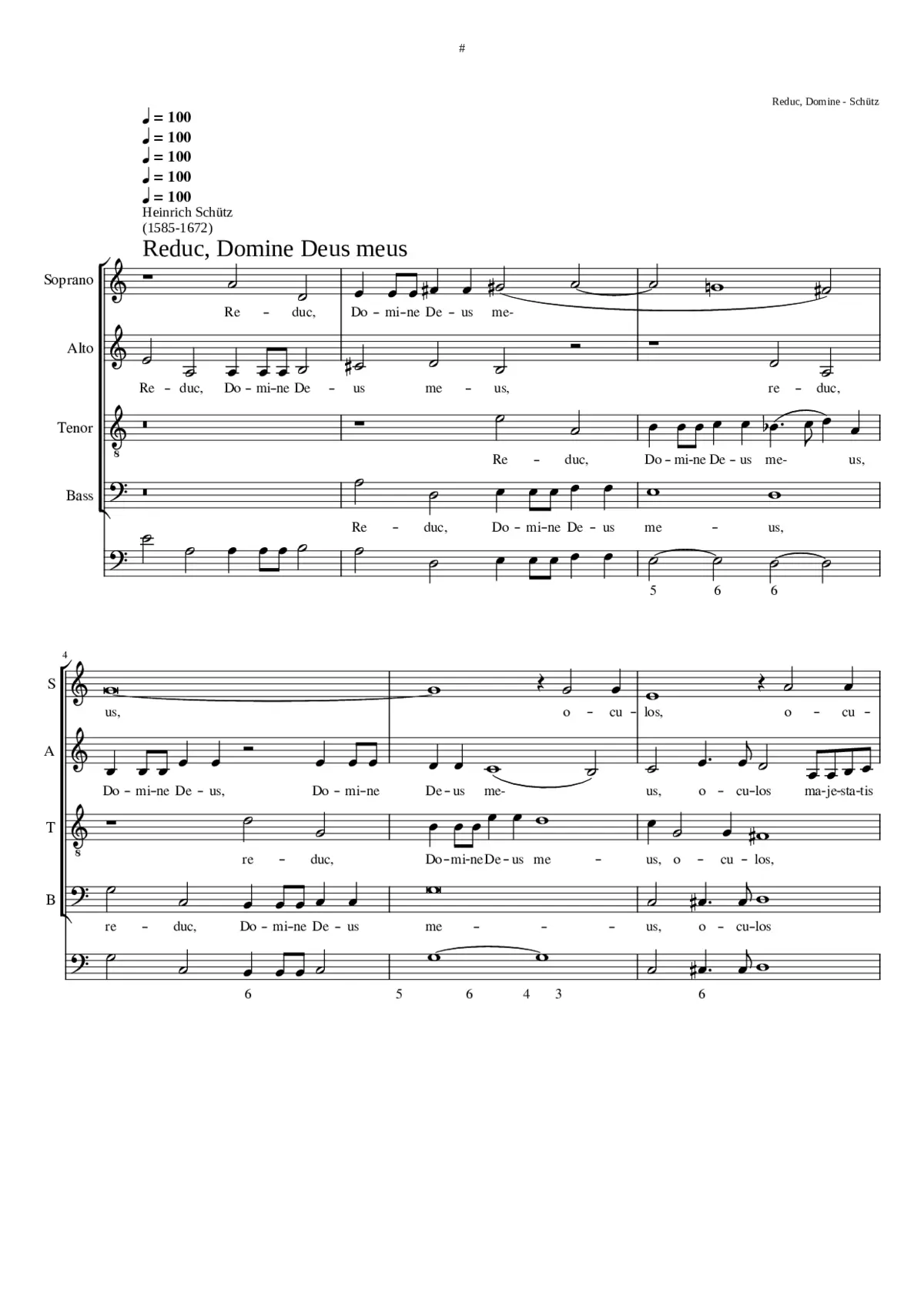 Reduc Domine Deus meus oculos majestatis SWV 75 - Page 1