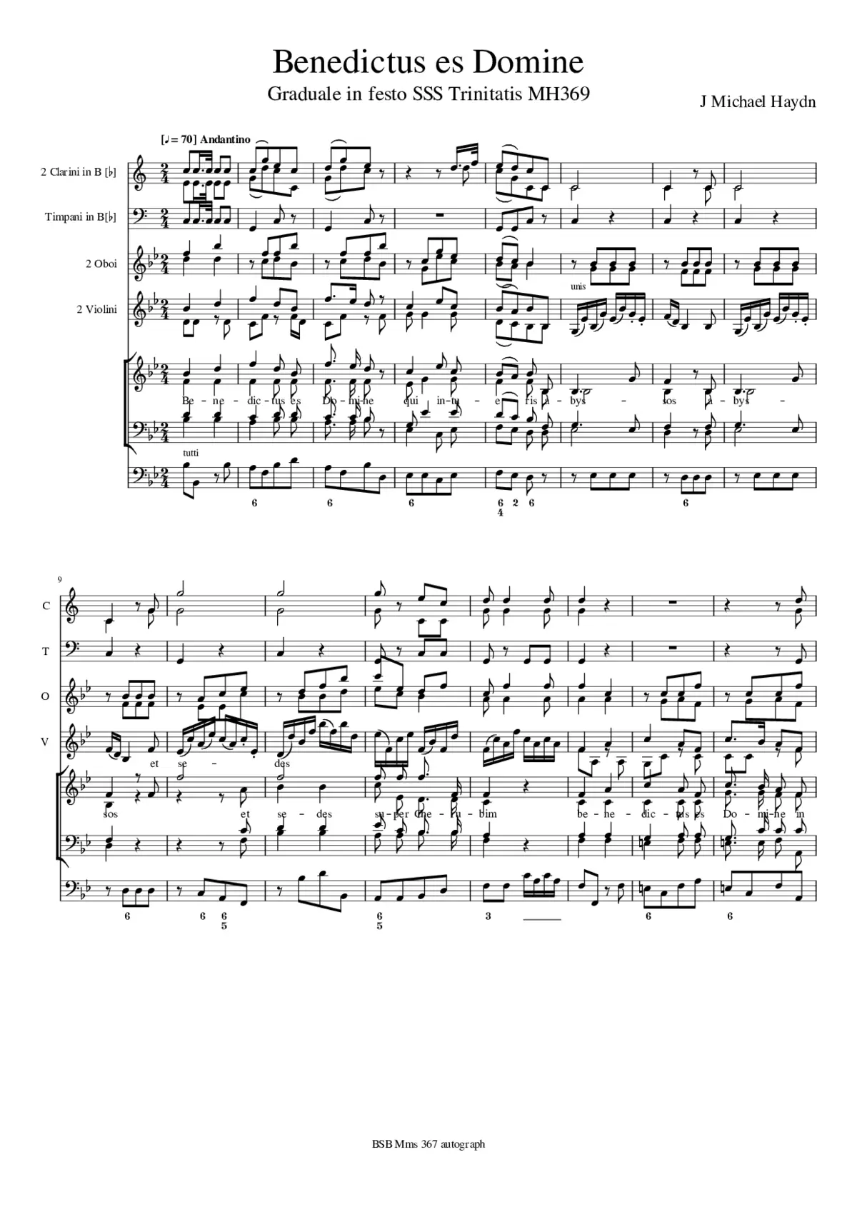 Benedictus es Domine, MH 369 - Page 1