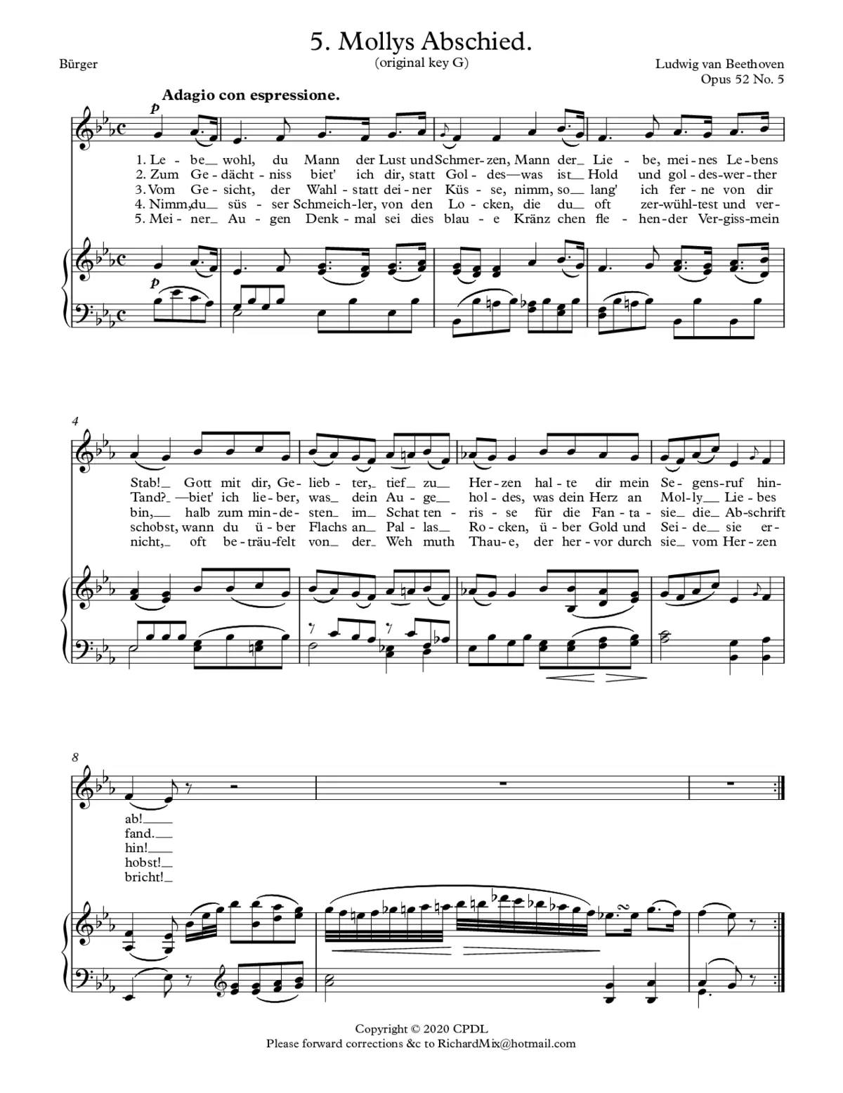 Mollys Abschied, Op. 52 No. 5 - Page 1