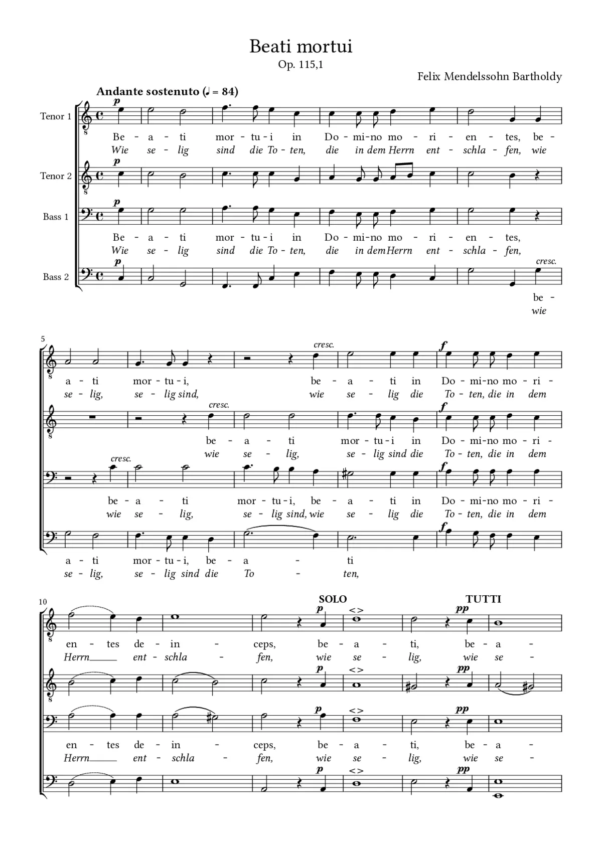 Beati mortui, Op. 115, No. 1 - Page 1