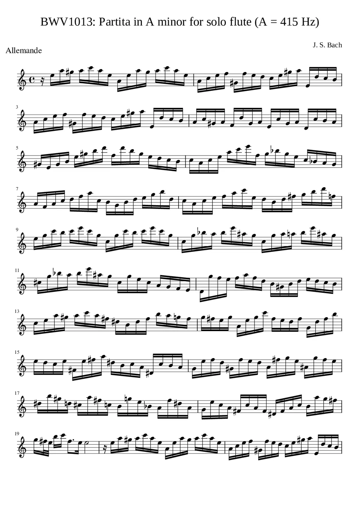 Partita in A minor BWV 1013 - Page 1