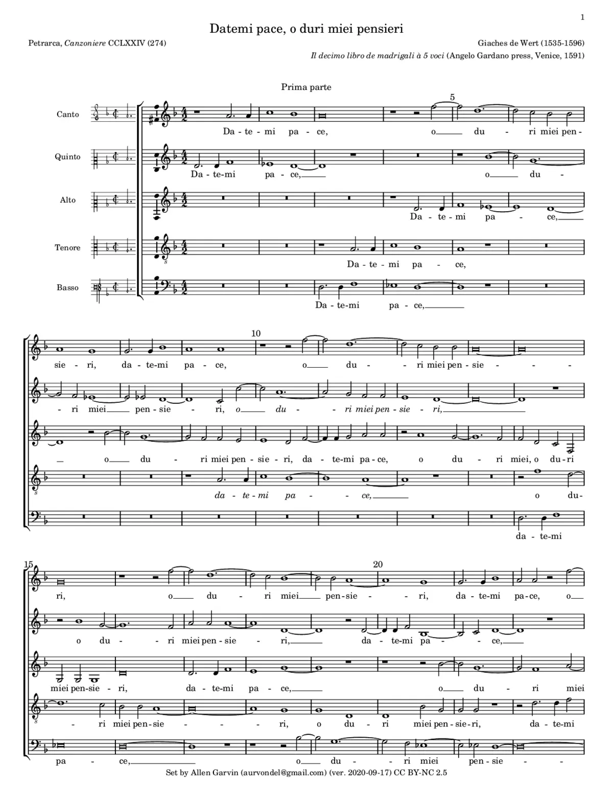 Datemi pace, o duri miei pensieri - Page 1