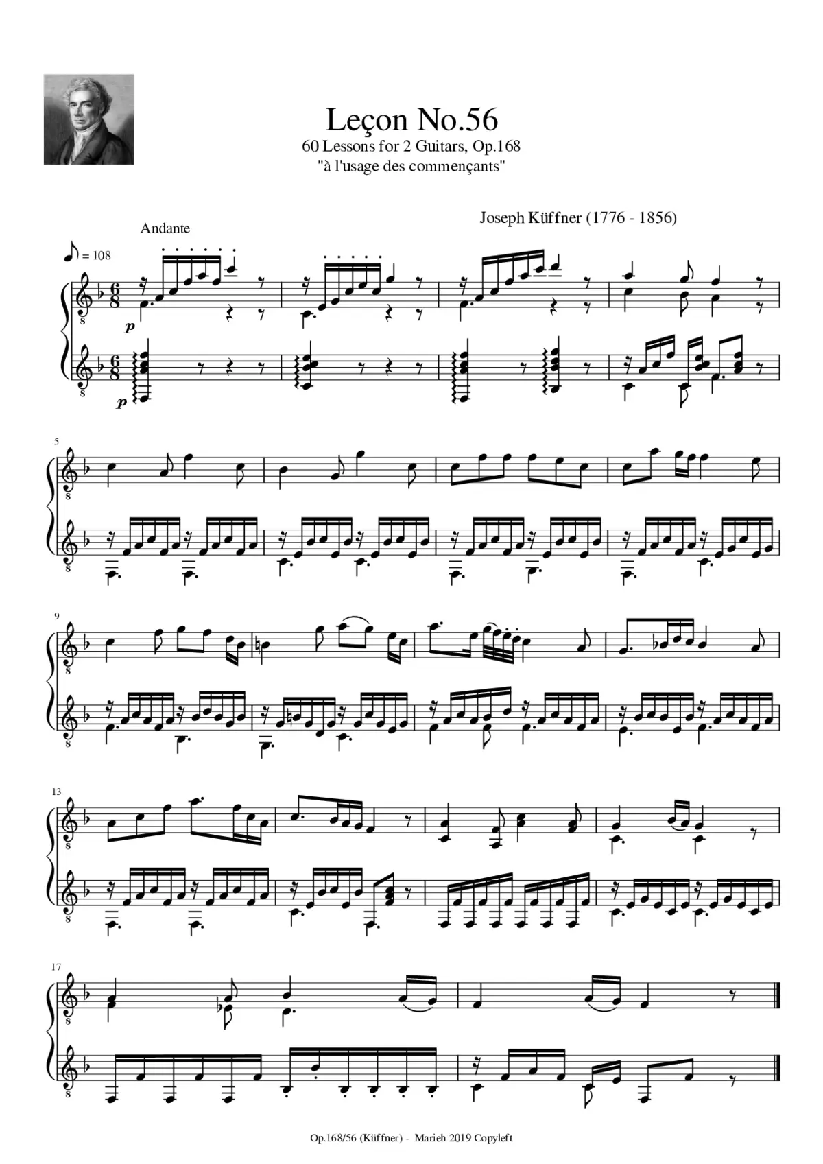 60 Lessons for 2 Guitars Op.168 - Page 1