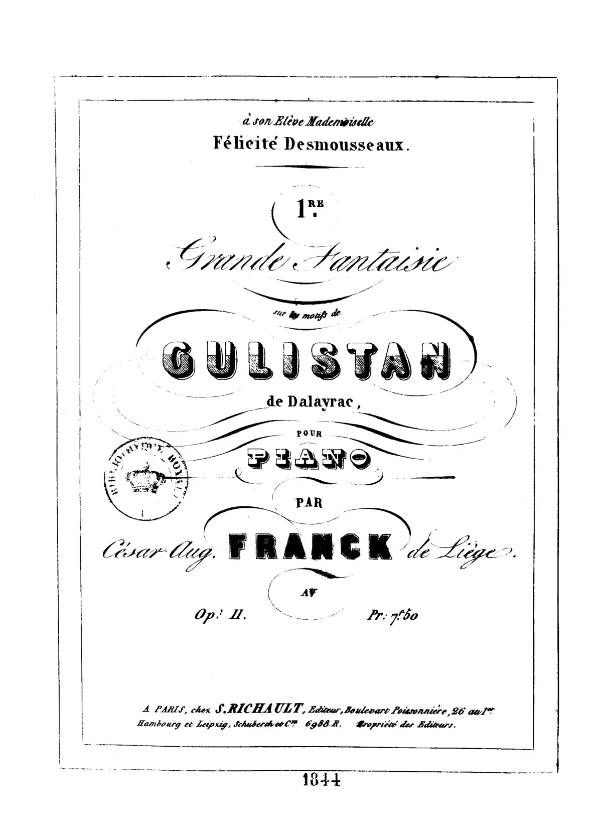 Grand Fantasy No.1 on the Motifs of Gulistan de Dalayrac - Page 1