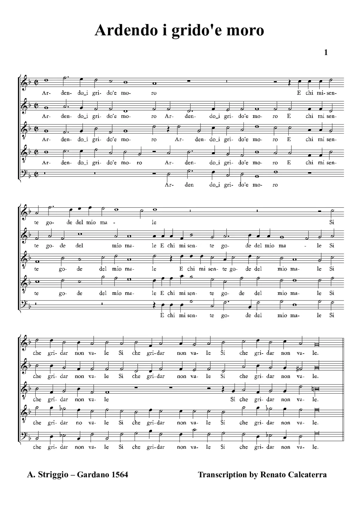 Ardendo i' grido e moro - Page 1