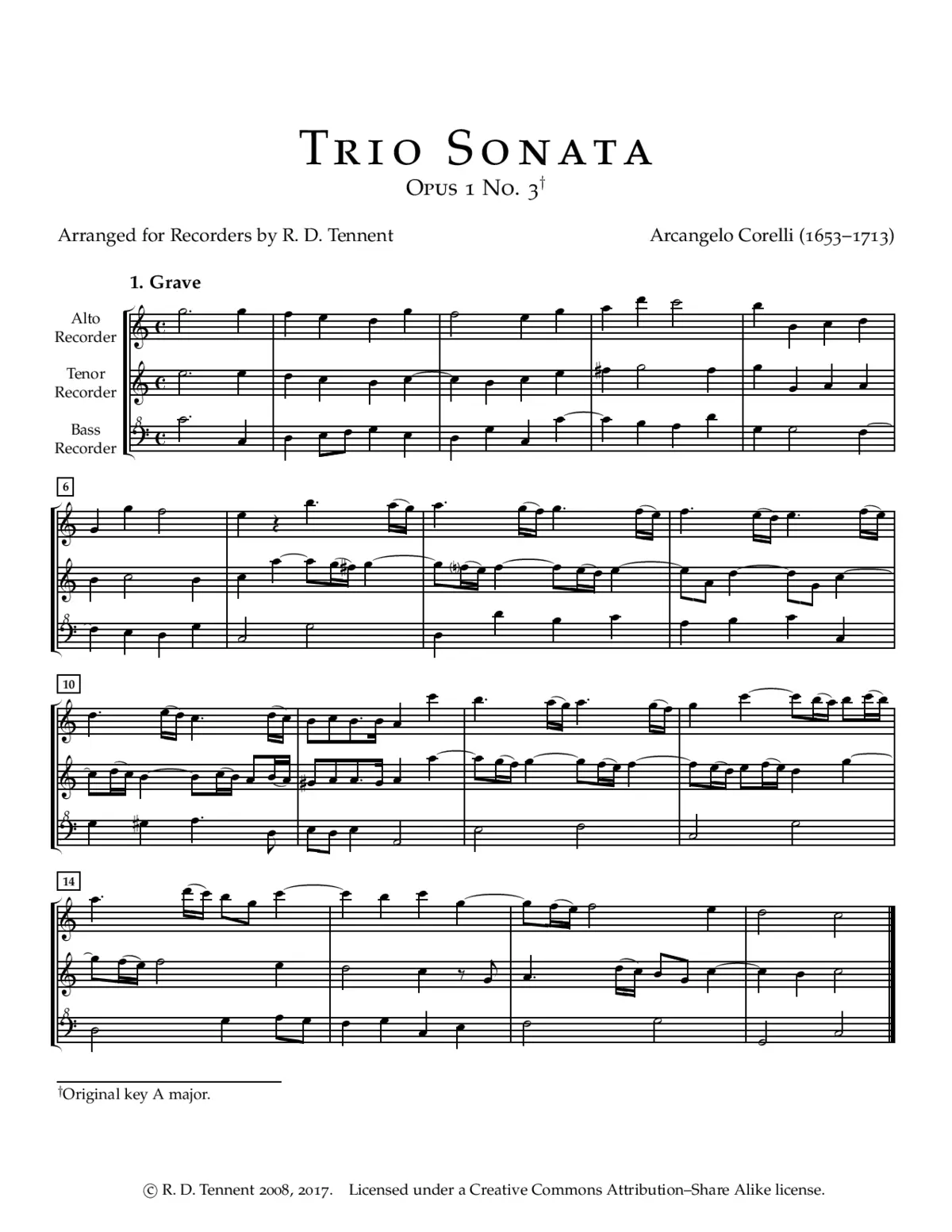 Trio Sonata in A major - Page 1