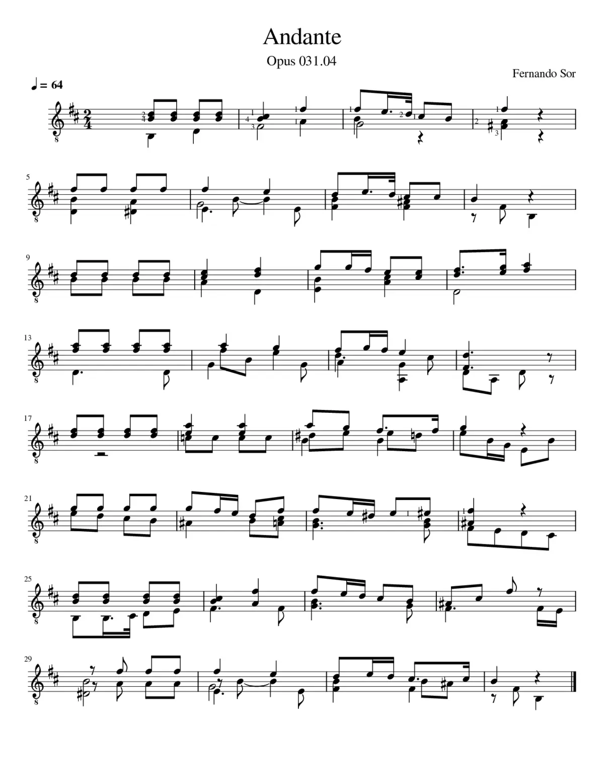 Fernando Sor - Opus 31.04 - Andante - Page 1