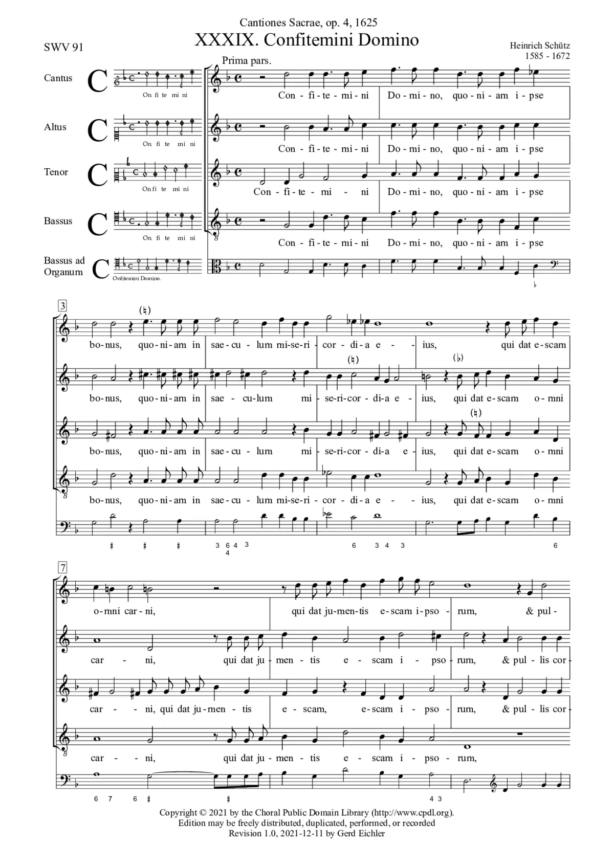 Confitemini Domino, quoniam ipse bonus, SWV 91 - Page 1