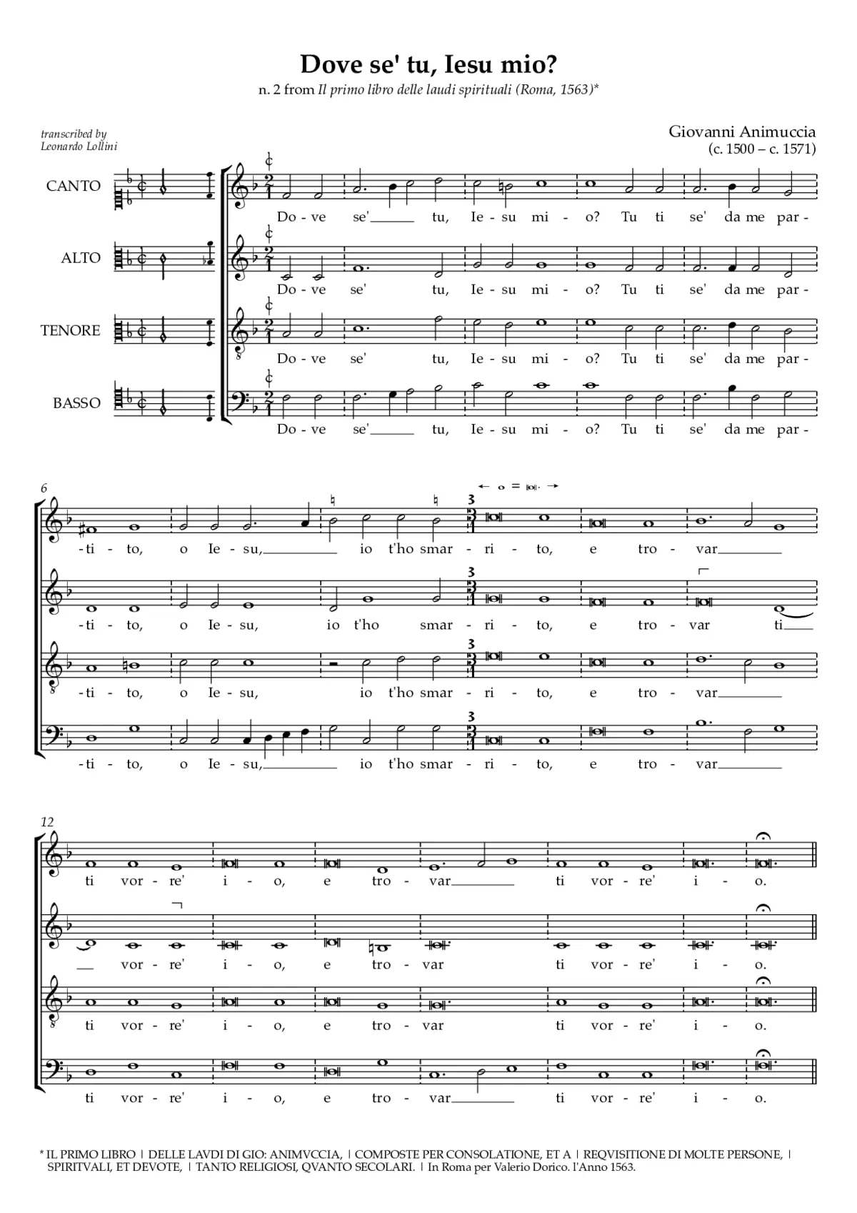 Dove se' tu, Iesu mio? - Page 1