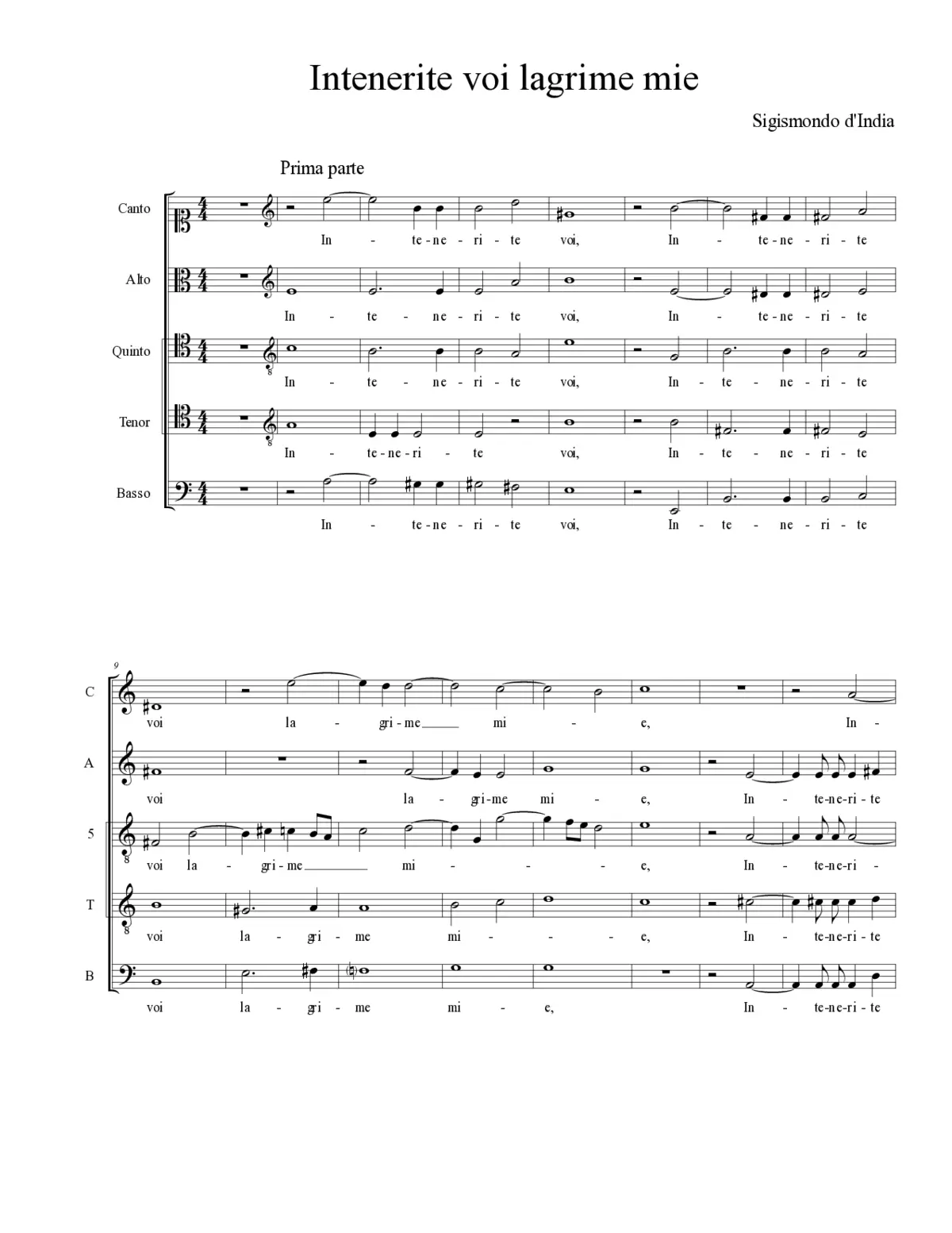 Intenerite voi lagrime mie - Page 1