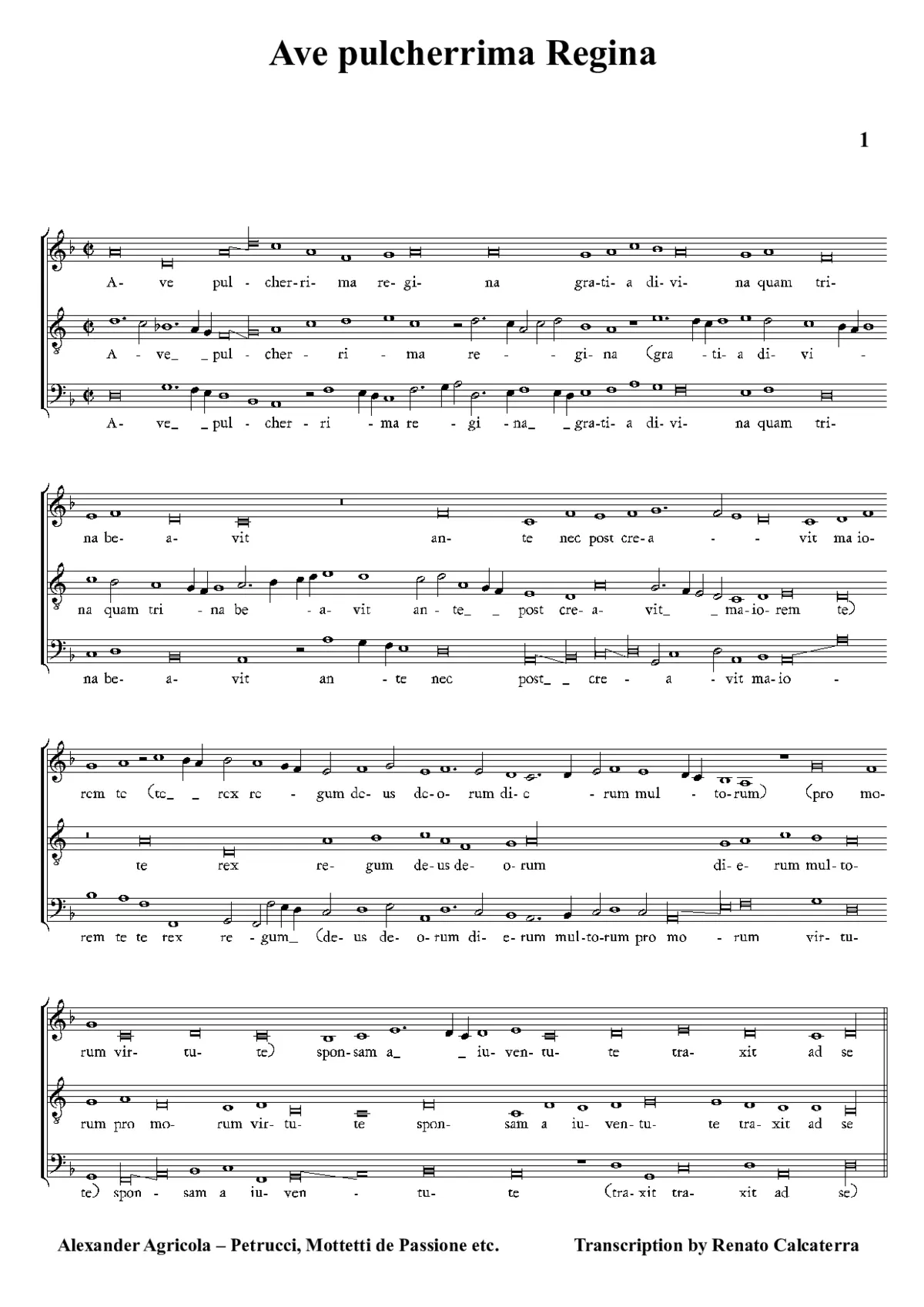 Ave pulcherrima Regina - Page 1