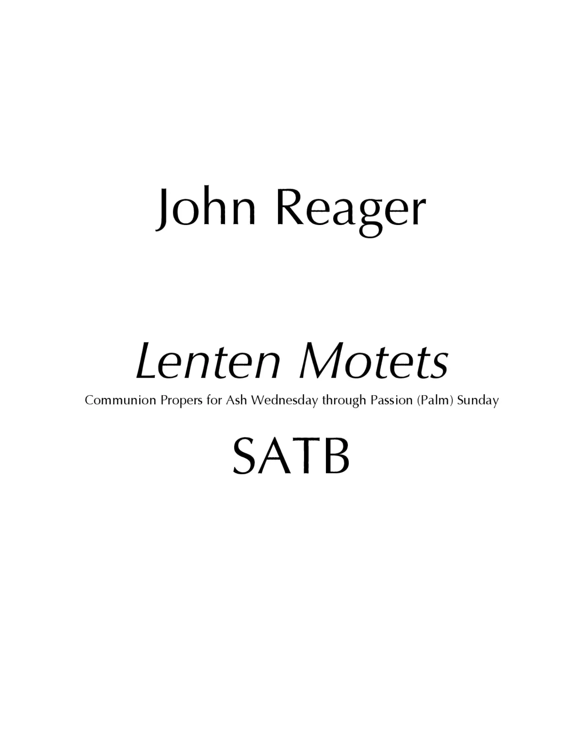Lenten Motets - Page 1